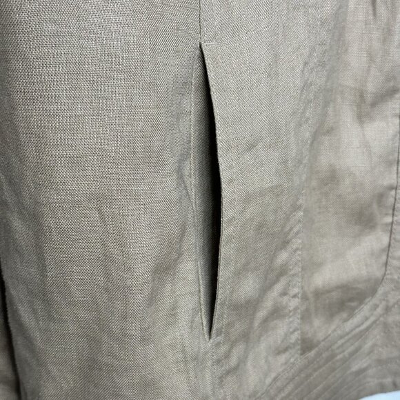 Lucy & Laurel Womens Shirt 100% Linen Button Up Top Collared Beige Size 3X - Picture 9 of 16